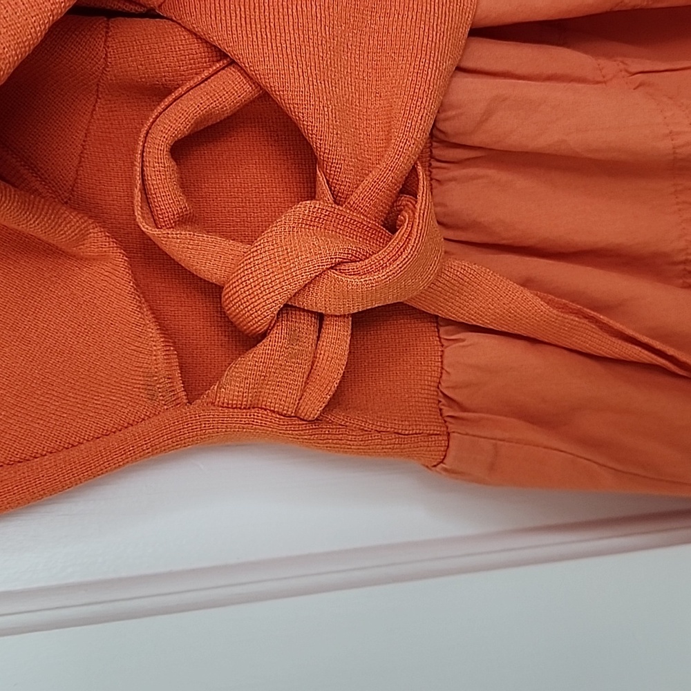 Derek Lam 10 Crosby Orange Midi Dress V-Neck Sleeveless Pull-On Sz M - Picture 9 of 11